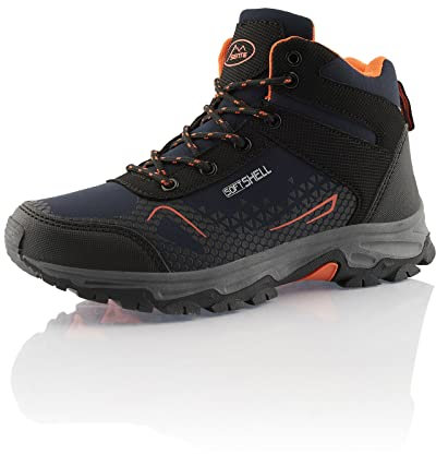 Fusskleidung® Damen Herren Wanderschuhe Wasserabweisende Winterstiefel Orange Schwarz Dunkelblau EU 36