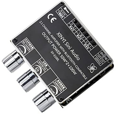 Hsthe Sea Bluetooth Power Amplifier 2.1 Channels 50W*2+100W with Treble and Bass Control Blueooth/USB/3.5 Aux Input for DIY Bluetooth Speaker