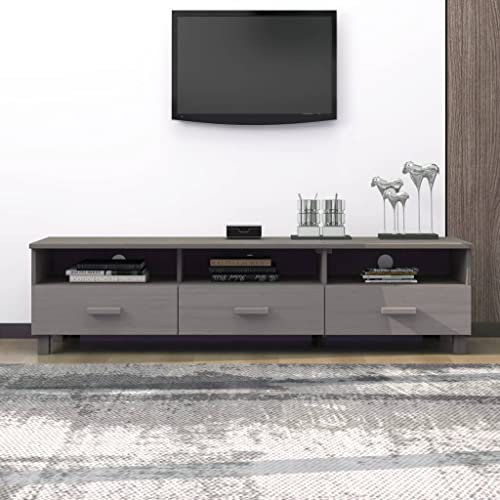 Mobile Porta TV Grigio Chiaro 158x40x40 cm in Massello di Pino, MobilettoTV, Mobile Porta tv, Mobile TV Soggiorno per Soggiorno, Sala da Pranzo, Camera da Letto