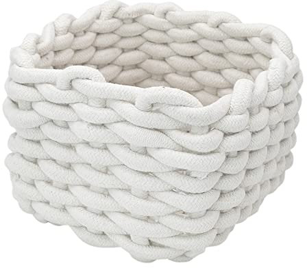 Panier de Rangement en Corde de Coton, Panier de Rangement à Langer Bebe Organiseur Blanc Panier Rangement pour Salle de Bain et Chambre d'enfant