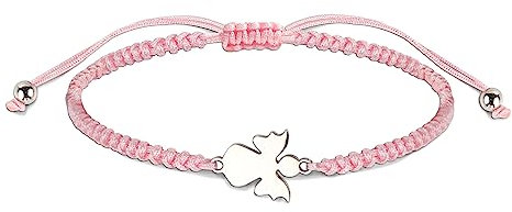 Schutzengel Armband Verstellbar Glücksbringer Armkettchen mit Engel Schutzengelchen Freundschaftsband ，Glücksbringer Talisman für Mädchen & Frauen (Rosa)