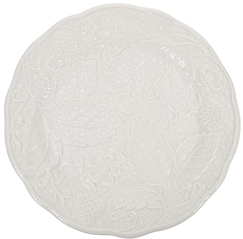 BESTonZON Assiette En Relief Assiette De Diner Plateau D'assiettes De Fruits Plats Blancs Une Assiette De Dessert Assiette En Porcelaine Pates Céramique Plaque En Relief Blanche Français