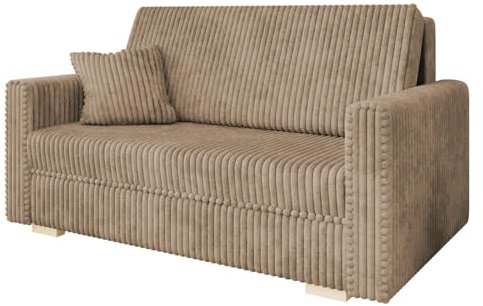 Mirjan24 Sofa Viva Piano III mit Schlaffunktion, Bettsofa, 3 Sitzer Polstersofa mit Bettkasten inkl. Kissen, L:153 x B:98 x H:85 cm, Sofagarnitur, Schlafsofa Wohnlandschaft (Tilia 17)