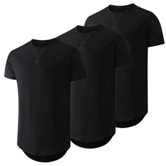 JMIERR 3 Pack T Shirt Herren Baumwolle T-Shirts Basic Einfarbig Hemd | 3 Pcs t shirts, casual slim fit, hip-hop-longline, maschinenwaschbar, rundhalsausschnitt kurzarm