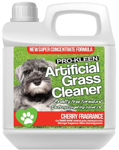 Pro-Kleen Artificial Grass Cleaner for Dogs and Pet Friendly Cruelty Free Disinfectant with Deodoriser 4 in 1-10:1 Super Concentrate Makes 10 Litres - (Cherry Fragrance, 1 Litre)