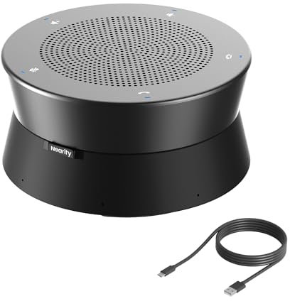 NEARITY A11 Altoparlante per conferenze, 4 microfoni USB Altoparlante AI con cancellazione del rumore 13ft Audio Pickup Plug and Play Altoparlante per computer per conferenze online in ufficio