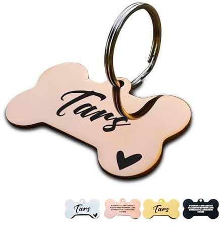 Personalised Dog Tags for Pets Engraved UK Dog Tag ID Tags for Dog Double-Sided Engraved Stainless Steel Dog Tag ID Name Tag for Cat Puppy Pet Collar Dog Name Tags(Rose Gold, Bone,S)