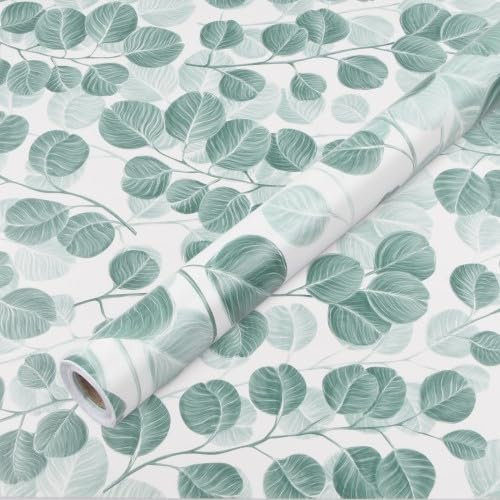 Rapidbok 300x44.5CM Papier Adhésif Mural Feuilles, Stickers Meuble Autocollants, Verte Mural Feuilles Décoration, Film Autocollant pour Meuble et Cuisine, Chambre Rouleau Adhesif, Papier Peint
