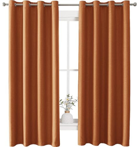 Ystyle Rideau Occultant Thermiques Lot De 2, Rideaux Effet Lin, Rideau Thermique Isolant Anti Froid Et Chaleur, Rideau Isolant Thermique, Rideau Salon, Rideau Phonique, 140x180 cm, Orange