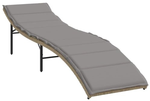 vidaXL Sonnenliegen 2 STK., Gartenliege mit Tisch, Relaxliege Liege Verstellbare Rückenlehne, Gartenmöbel Strandliege Stahlrahmen, Beige Poly Rattan