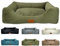 elropet Hundebett orthopädisch aus Kuschel Cord XS/S/M/L/XL kleine Hunde große Hunde Hundekorb (Olivegrün, S (75x55x20cm))