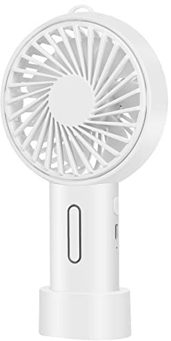 Acte Mini Handheld Fan,With 3 speeds adjustable angle, Portable Hand Fan USB Rechargeable Battery Fan with Removable Base, Lightweight Personal Fan for Girl Women Men Home Camping Travel (White)