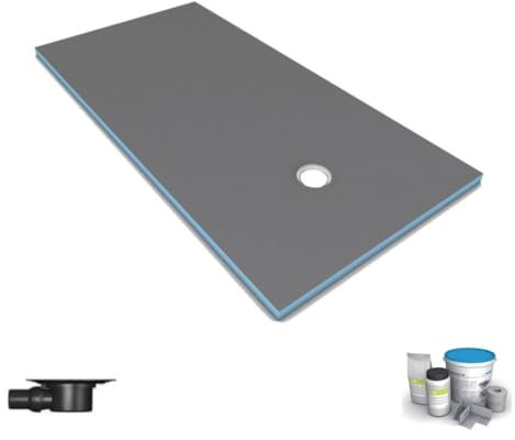Receveur de douche à carreler 120 x 90 WEDI Fundo Primo rectangle écoulement excentré + bonde horizontale + kit d'étanchéité
