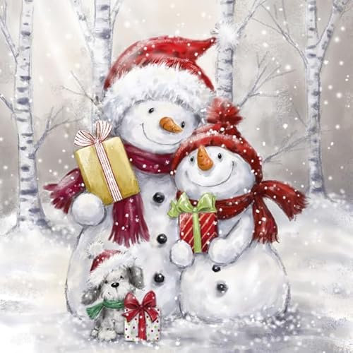 Servilletas de papel con diseño de muñeco de nieve para decoración de mesa, 20 unidades, para Navidad, muñeco de nieve, animales, también para decoupage y decoupage, 33 x 33 cm