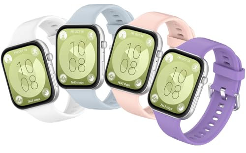 Xisair 4 Cinturini in Silicone Compatibili con Huawei Watch Fit 3 Cinturino di Ricambio, Traspirante, in Silicone, Cinturino Sportivo per Huawei Watch Fit3 Smart Watch Accessorio