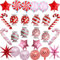 Weihnachten Folienballon Set, 26 Stk Weihnachts Deko Süßigkeiten Zuckerstangen Explosion Stern Helium Ballons, Rot Rosa Weihnachtsdeko Bonbon Candy Luftballon für Christmas Candyland Party Dekoration