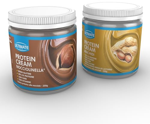 Ultimate Italia - 2 protein cream gusti misti (1 arachidi + 1 nocciolinella) - senza glutine - low carb - 2x250g