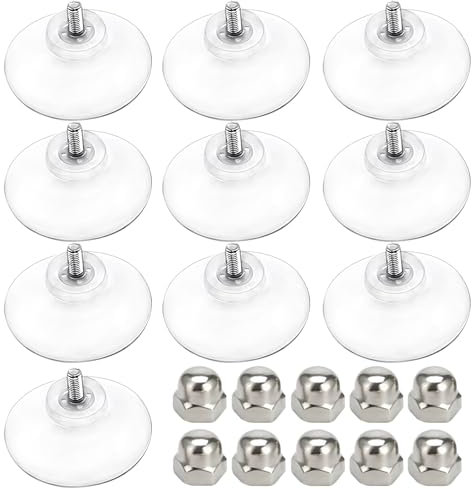 ASOFTY 10 Stück M4 Saugnapf mit Gewinde, Ø50 mm Runde Saugnäpfe für Fenster, Saugnapf Ohne Haken mit Metallschraubenmutter, PVC Transparente Saugknöpfe für Glas, Wand, Küche, Badezimmer, Auto
