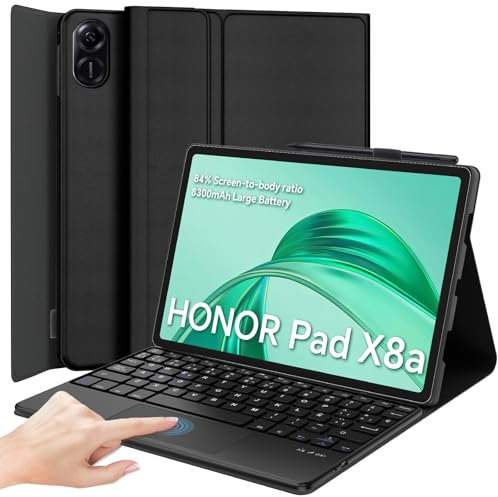 IVEOPPE Honor Pad X8a Funda Teclado con Touchpad, Teclado Honor Pad X8a, Cover Teclado Trackpad Español Ñ Inalámbrico Bluetooth para Honor Pad X8a 2024 11, Negro