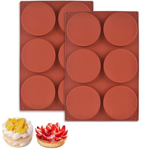 2 Stück Silikonform Rund, 4 Zoll Silikon Backform Rund Große Muffinform Silikon Antihaft Burger Buns Backform für Kuchen Muffin Burger Pudding Schokolade Seife (33 * 22cm)