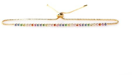 Vergoldetes Damen-Armband mit bunten Zirkonia-Steinen – Längenverstellbar mit Zugverschluss – Elegantes Schmuckstück für Jeden Anlass – Lucoro