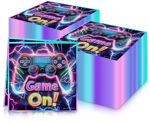 20 Stück Papierservietten mit Game-Controller-Druck, Geburtstagsdekoration, weiches Recyclingpapier, 2-lagig, 33 x 33 cm, Einweg-Servietten für Geburtstag, Hochzeit, perfekt für Spiel-Mottopartys