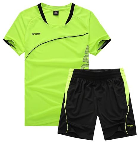 Gemzon Jungen Fußball Trikot Kinder Sportklamotten Trainingsanzug Kleidung Kids Outfit Set Jersey Set Sportshorts, 6-7 Jahre, Grün (Etikett: 22)