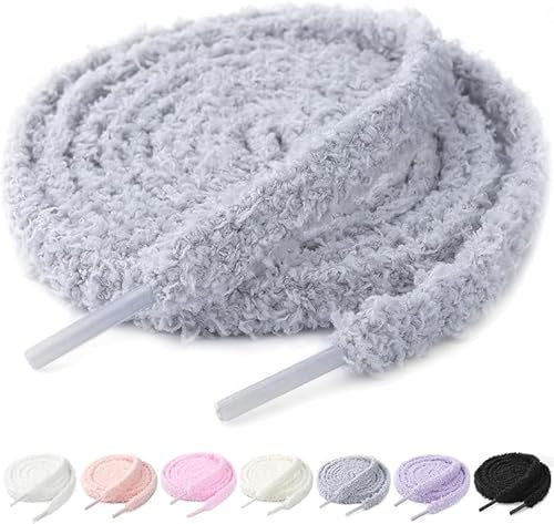 REGAPOG Lot de 2 Paires de Lacets en Peluche Fluffy, Elastiques et Épais pour Sport et Campus - Pour Enfants et Adultes - Universels
