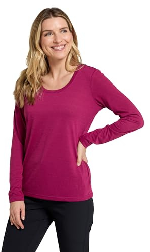 Mountain Warehouse Agra Womens Long-Sleeve Slub Top - Moisture Wicking, Breathable & Quick Drying Lightweight Ladies Tee Shirt - Spring Summer Holiday & Outdoors Berry Women's Size 16