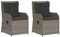 Willood Gartenstühle Gartensessel mit Kissen 2 STK. Verstellbar Grau Poly Rattan 55 x 67 x 95 cm