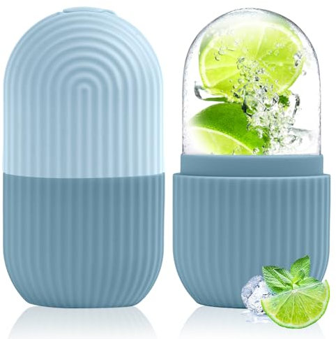 flintronic Ice Roller, Eisroller Gesicht Auge Massagegerät, Silikon Wiederverwendbares Eis Gesichtsroller für Anti-Aging, Falten Straffen Dunkle, Ringe Reduzieren (Blau)