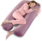 Vikcvcsc Almohada de Embarazo - Almohada Embarazada Grande - Almohada de Cuerpo Completo en Forma de U - Almohada de Maternidad con Funda de Terciopelo Extraíble y Lavable - Rosa
