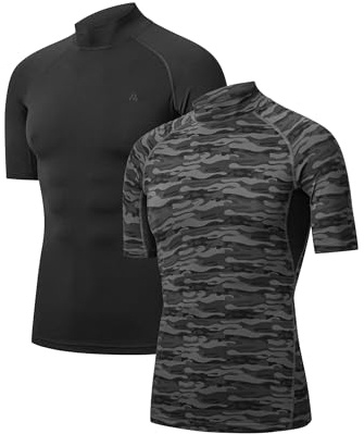 DANISH ENDURANCE Kompressions Shirt Herren, Kurzarm, Atmungsaktiv, 2er Pack | Funktionsshirt, Rashguard, Schnelltrocknend & Atmungsaktiv mit Muskelkompression für Training, Laufen & Fitnessstudio