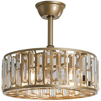 Ventilatore da Soffitto con Luce Led e Telecomando Cristallo Reversibile 6 Velocità Lampadario Ventilatore per Camera da Letto, Cucina(Metallic)