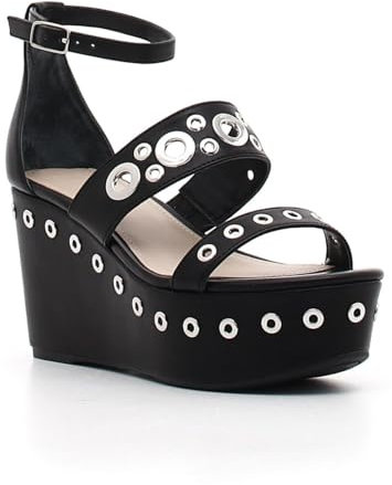 GUESS, FLNIO1ELE03, Pumps, Keilabsatz, Nieten, Mode, Schwarz , 37 EU