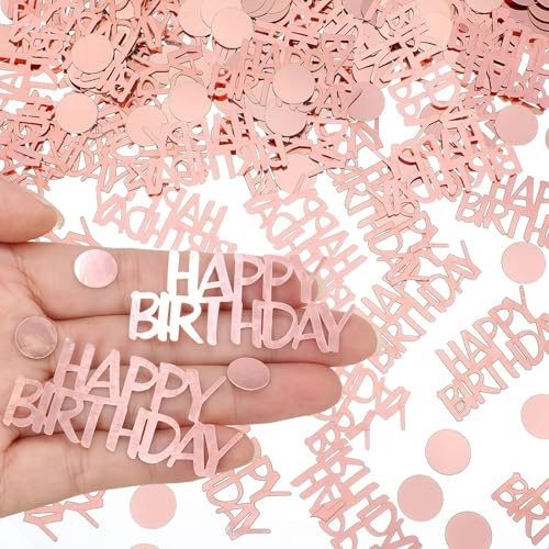 Ruispeed Rose Gold Birthday Confetti - 270 Pcs Glitter Happy Birthday Decorations For Table