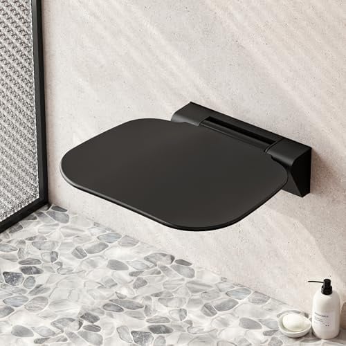 Neohomee Duschsitz Klappbar Wandmontage, Klappbarer Duschstuhl bis 200 kg Belastbar mit UF Extrabreiter Duschsitz für Senioren, Rutschfester Duschhocker 40x40 cm, Schwarz