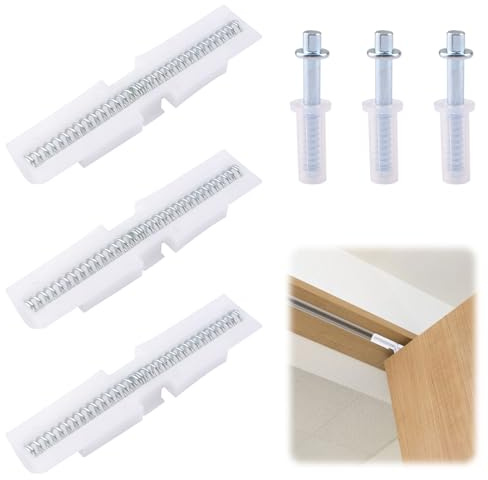 Kit de matériel UFURMATE pour porte pliante à ressort - 6 pièces, accessoires de réparation pour porte pliante blanche - 3 pièces de coulisses pour porte pliante et 3 pièces de pivots supérieurs pour