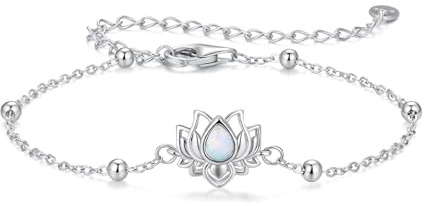 ZUOHUI Lotus-Opal-Armband for Damen aus S925-Sterlingsilber – Eleganter 3D-Blumenschmuck mit Leuchtendem Synthetischem Opal, 15 + 6 cm Verstellbar, Geschenk