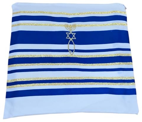 Bethlehem Gifts TM Authentischer Messianisch-jüdischer christlicher Tallit Gebetsschal aus Israel (blau, normal)