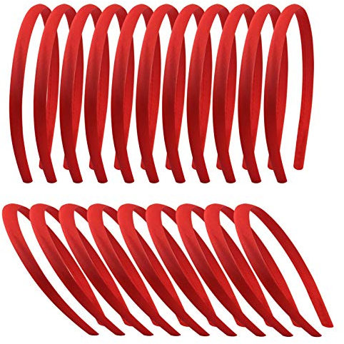 Candygirl 20 Stück Satin Stirnbänder 1cm Stirnbänder Rote Satin-Stirnbänder Mädchen Satin Stirnbänder DIY Satin Stirnbänder für Kinder Mädchen DIY Stirnbänder (Rot)