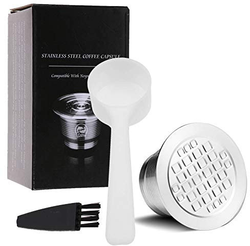 i Cafilas Filtres De Café Rechargeables Réutilisables Réutilisables De Capsules De Café De D'Acier Inoxydable + 1 cuillère + 1 pinceau (Carré)