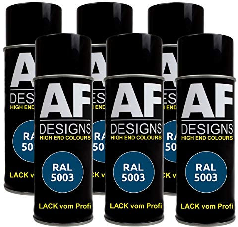 Lot de 6 bombes de peinture RAL RAL 5003 - Couleur : bleu mat