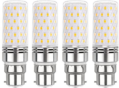 Akynite B22 LED Corn Light Bulb 12W Cool White 6000K, 1450LM, 360° Beam Angle, AC 230V, Equivalent B22 100W, BC Large Bayonet Bulb Daylight White, Not Dimmable, Pack of 4