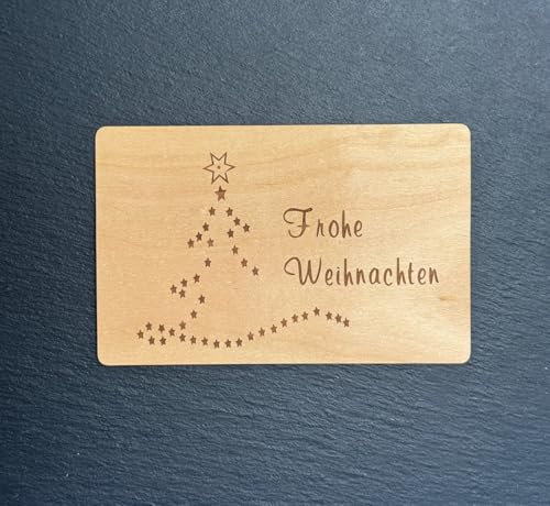 Generisch Grußkarte aus Holz Geschenk Karte Weihnachtskarte X Mas Frohe Weihnachten Sterne Baum Geschenkkarte Geschenk Holzkarte
