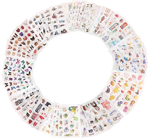 Hoobao 60 Blatt Scrapbooking-Aufkleber, selbstklebend, für Scrapbooking, Tagebuch, Pflanze, Wald, Blumen