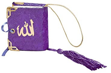 Islamische Auto Rückspiegel Anhänger Kleiner Koran Schutz Innenspiegel Auto Spiegel PKW Arabisch Dekor Geschenk (Lila)