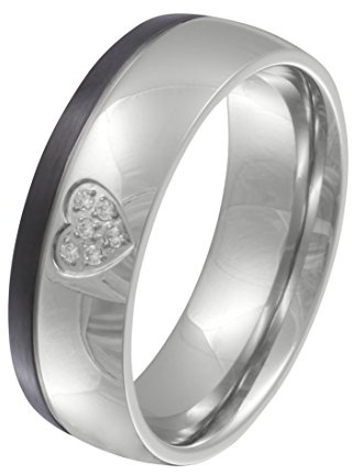 Juwelier Schönberg - Damen Ehering Freundschaftsring Trauring Edelstahl Zirkonia E-DS-D