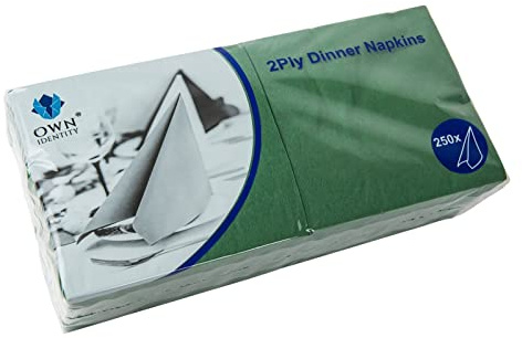 We Can Source It Ltd – Dark Green 40cm 2-Ply Paper Napkins – Absorbent Dinner Serviettes with 4-Fold Square Design – Ideal for Catering, and Events – Strong and Disposable - 2000 Napkins (8Pack)