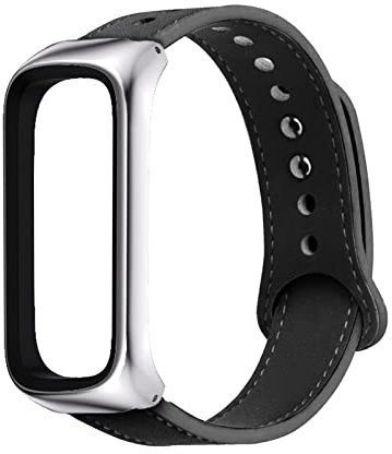 Leder Armbänd Kompatibel mit Samsung Galaxy Fit 2 Armband Für Damen Herren Echte Ersatzband mit Uhrenarmband Für Samsung Galaxy Fit 2 (Schwarz)